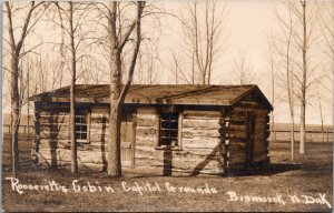 Real Photo Postcard Roosevelts Cabin Capitol Grounds in Bismarck, North Dakota