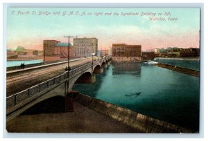 c1910's E. Fourth St. Bridge Y.M.C.A And Syndicate Building Waterloo IA Postcard