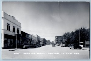 Canton South Dakota SD Postcard RPPC Photo 4th Looking West Cars c1950's Vintage