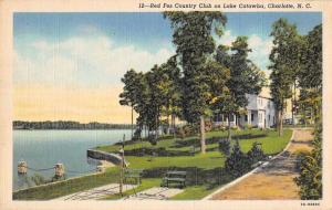 Charlotte North Carolina Lake Catawba Red Rez Country Club Linen Postcard J76111