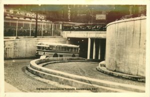Detroit-Windsor Tunnel To Canada, American Exit Vintage RPPC Postcard