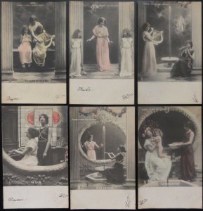 Raphael Tuck French Set of 6 PASSE TEMPS HELLENIQUES - Creek Hobbies c1903 UB