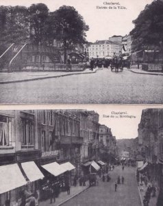 Charleroi Rue De Le Montague Entree De La Ville  2x Belgium Postcard s