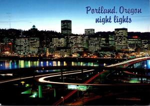 Oregon Portland Skyline At Night