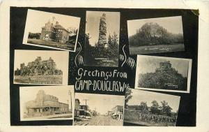 c1910 Camp Douglas Juneau Wisconsin Multi View Street School RPPC Photo Postcard