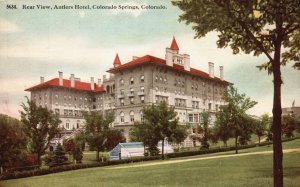 Vintage Postcard Rear View Antlers Hotel Landmark Colorado Springs Colorado CO