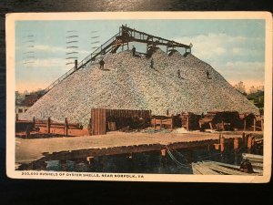 Vintage Postcard 1918 200,000 Bushels of Oyster Shells Near Norfolk Virginia