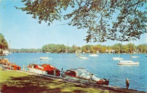 NEENAH WISCONSIN~THE HARBOR-BEAUTIFUL WOOD BOATS POSTCARD