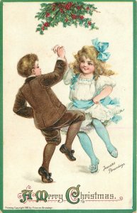 Postcard C-1910 Brundage Merry Christmas Children Dancing #208 23-72