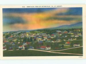 Unused Linen AERIAL VIEW OF TOWN Wytheville Virginia VA n3550