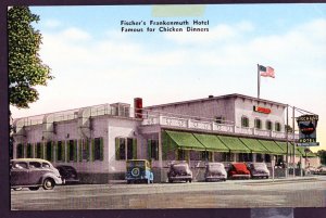 MI Fischer's FRANKENMUTH Hotel Famous Chicken Dinners 1940s cars ECKCO-CHROME