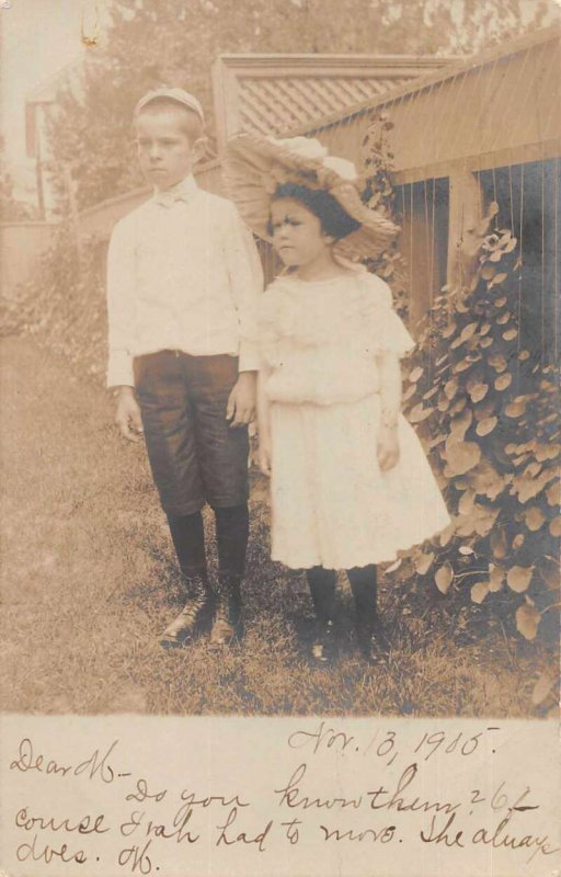 Providence Rhode Island Children in Garden Real Photo Postcard AA11275