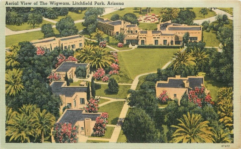 Arizona Litchfield Park Aerial View Wigwam 1949 ;linen Postcard 22-10389