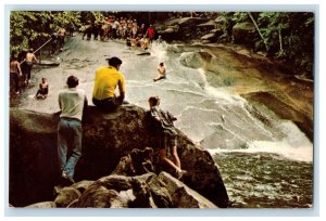 1969 Sliding Rock Falls Pisgah National Forest Brevard NC Vintage Postcard