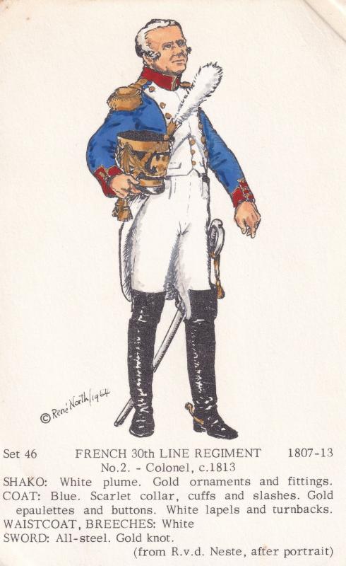 French 30th Line Regiment Colonel Napoleonic War PB Uniform Postcard