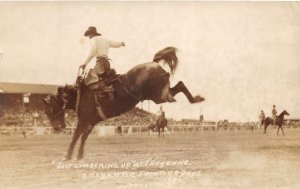 J39/ Rodeo Cowboy RPPC Postcard 20s Cheyenne Wyoming Frontier Day 337