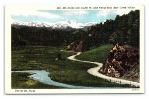 Mt. Evans & Range From Bear Creek Valley Denver Mountain Parks Colorado Postcard