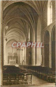 Old Postcard Solesmes the interior of the Abbey Church