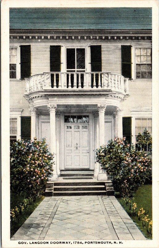 Gov Langdon Doorway 1784 Portsmouth NH New Hampshire WB Postcard Curt Teich VTG  