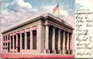 Vtg Kansas City Missouri MO First National Bank 1907 Postcard 