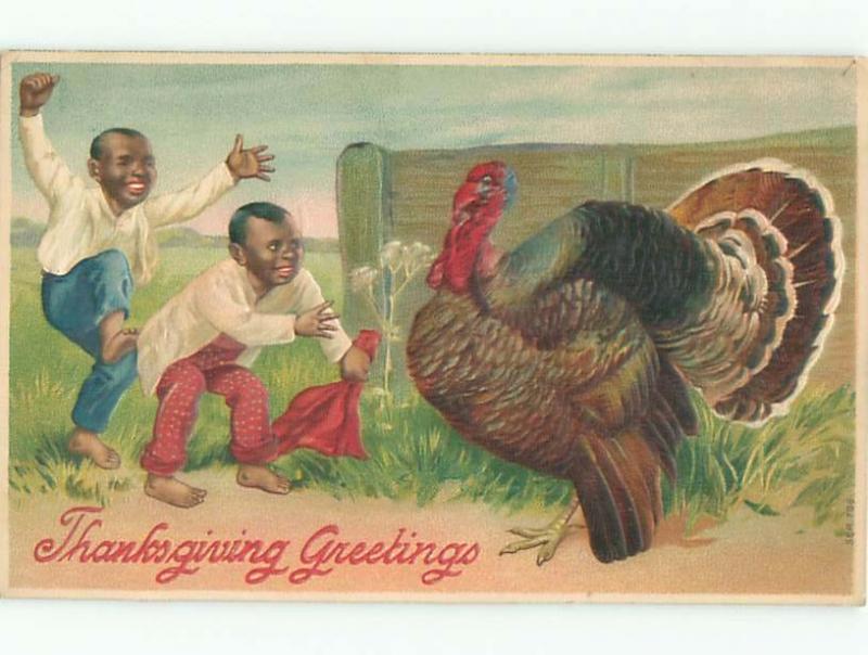 Pre-Linen Black Americana KIDS ENCOUNTER THANKSGIVING TURKEY AC0382