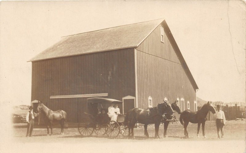 J28/ Interesting RPPC Postcard c1910 Farming Occupational Barn Horses 53