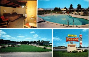 Tradewinds Motel Inside Outside Views Beds Pool Landscape Sign Postcard Unused 