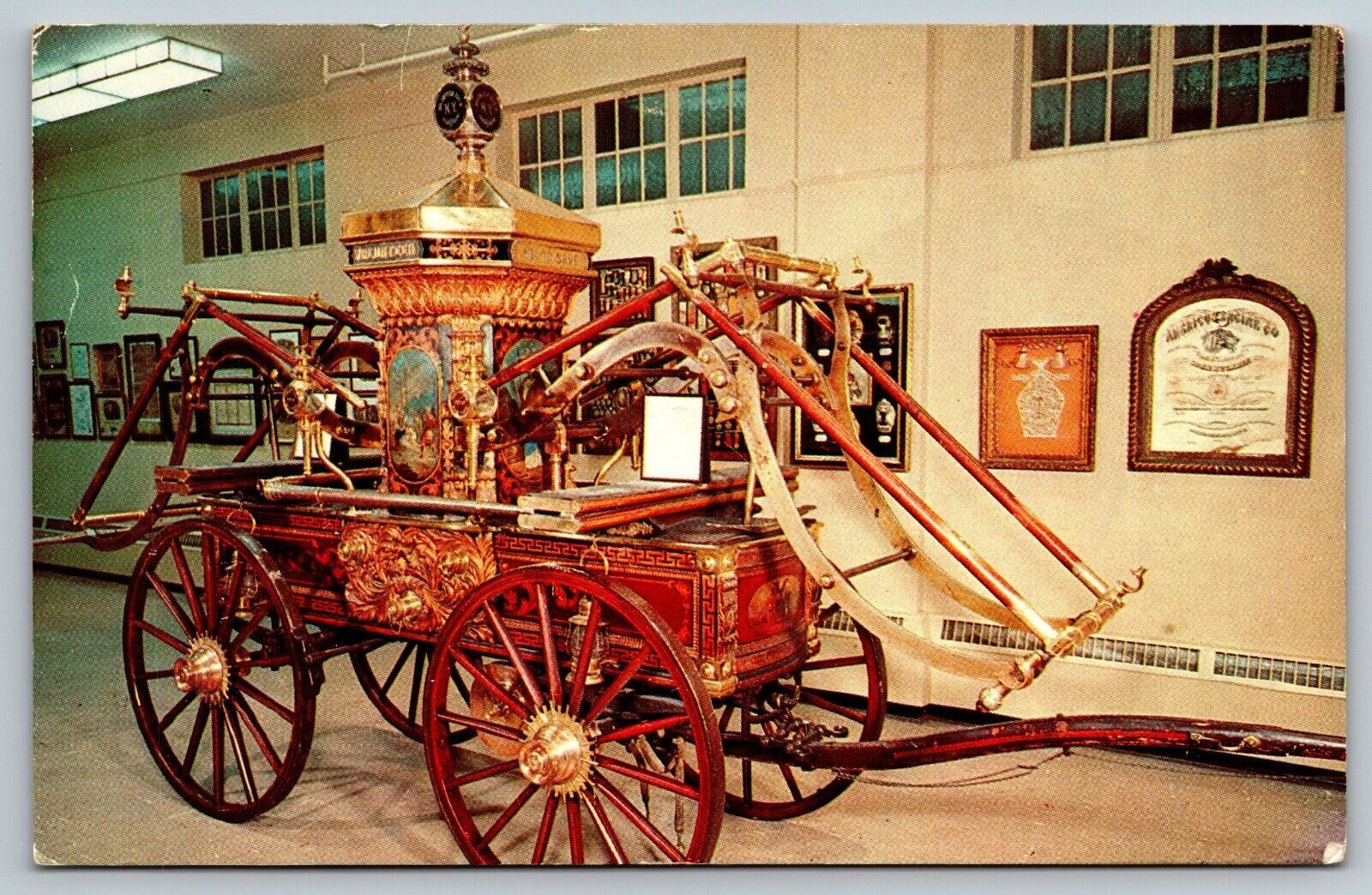 Fire Truck Engine Fireman Postcard Firemen's Home New York Hudson United States New