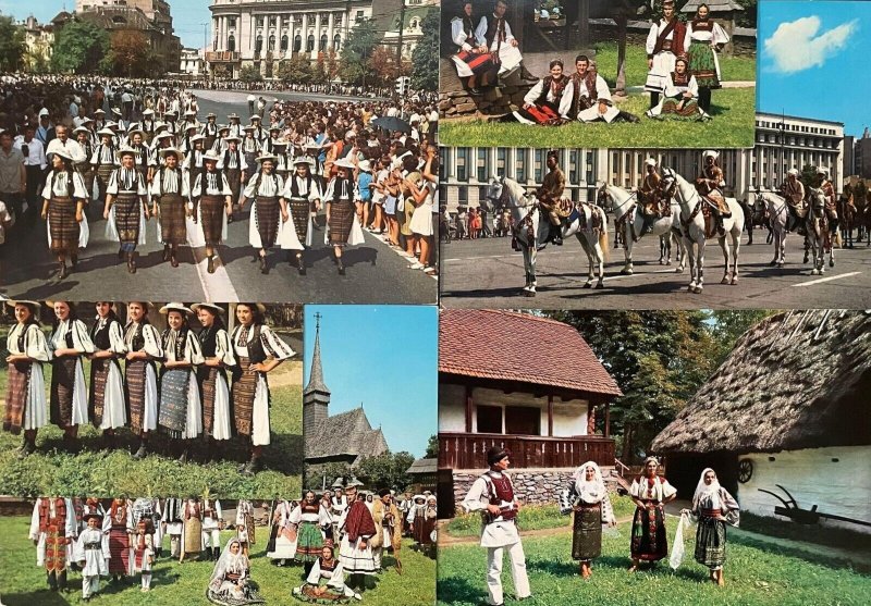 Romania folk types costumes parade Marzari high quality publishing postcards