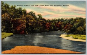 Vtg Eminence Missouri MO Junction of Jacks Fork & Current River 1940s Postcard