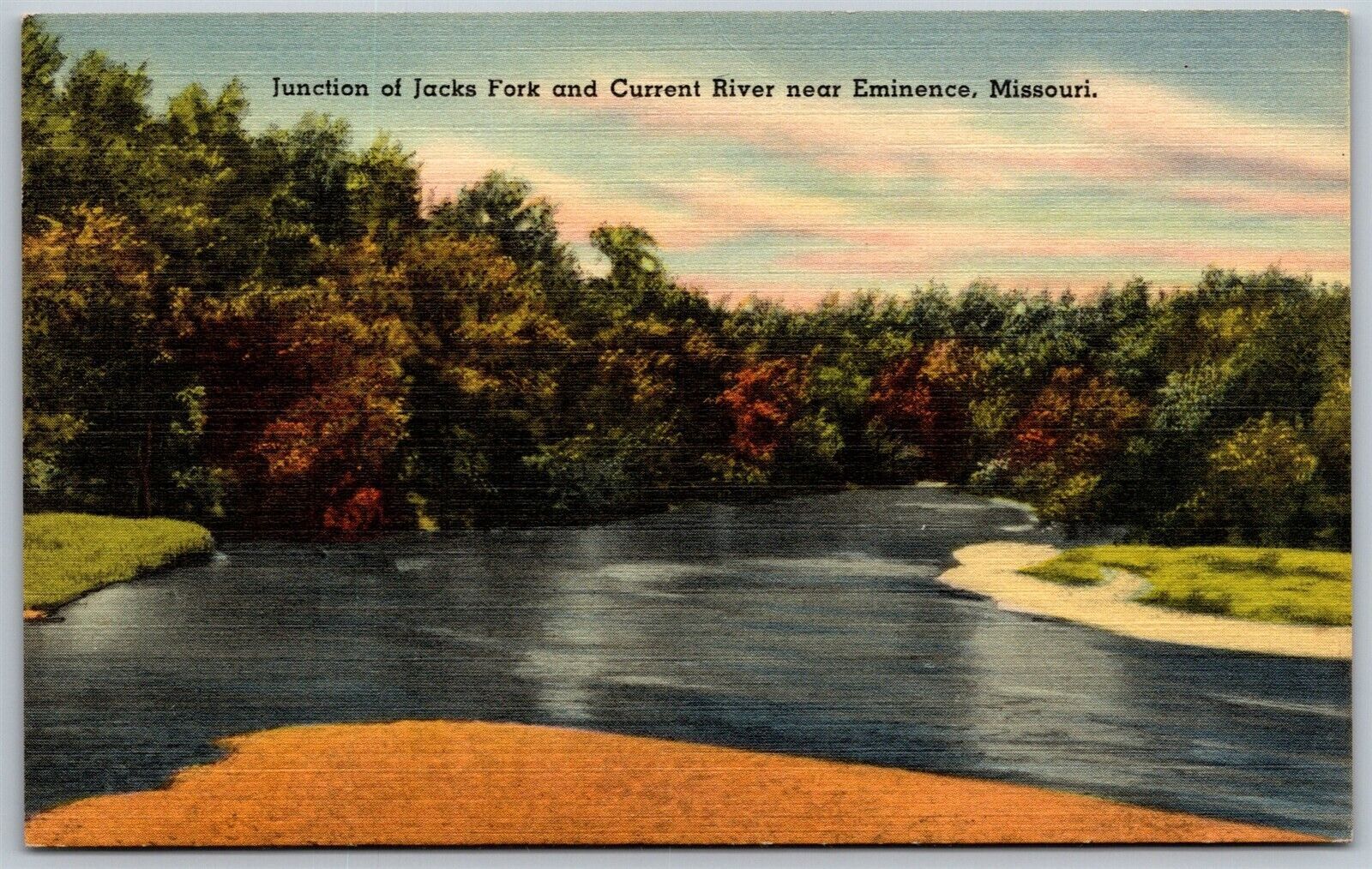 Vtg Eminence Missouri MO Junction of Jacks Fork & Current River 1940s
