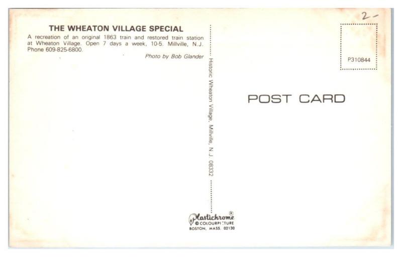 1970s Wheaton Village Special Train, Millville, NJ Postcard