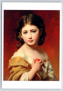 LITTLE GIRL with apple Childhood Russian NEW Postcard