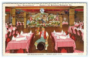 DETROIT, MI Michigan~ Fischer's ALT-HEIDELBERG Restaurant Interior 1937 Postcard