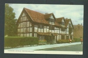 1958 Post Card Grt Britain Stratford-On-Avon Shakespares Home W/Etiquette