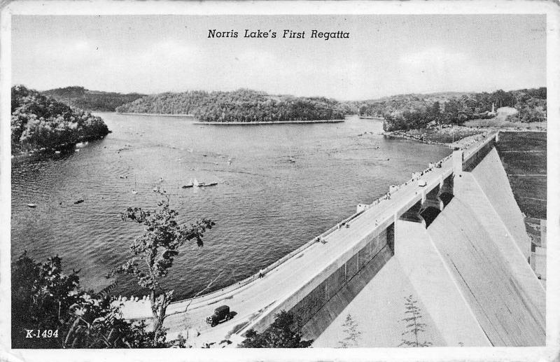 Norris Lake Tennessee c1937 Postcard Norris Lake's First Regatta Sail Boats