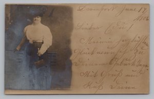 Photograph of Fashionable Women in 1906, Antique RPPC Photo Postcard  P8