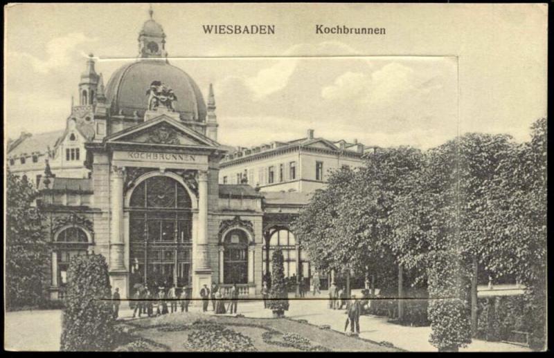 germany, WIESBADEN, Kochbrunnen, Leporello 10 kleine Bilder (1910s)
