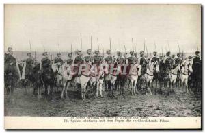 Old Postcard Militaria The Spahis greet the sword the passing flag