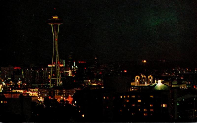 Washington Seattle Skyline At Night