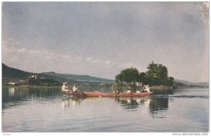 Janitzio Indians in their dug-out canoe,  Lake Patzcuaro,  Mexico,  40-60s