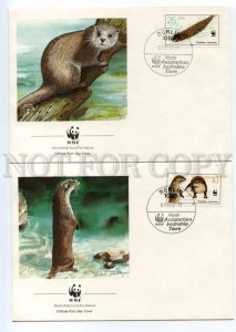 491302 East Germany GDR beavers 1987 year WWF set of FDC