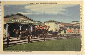 HOTEL LAST FRONTIER Stagecoach LAS VEGAS Nevada c1940s Linen Vintage Postcard