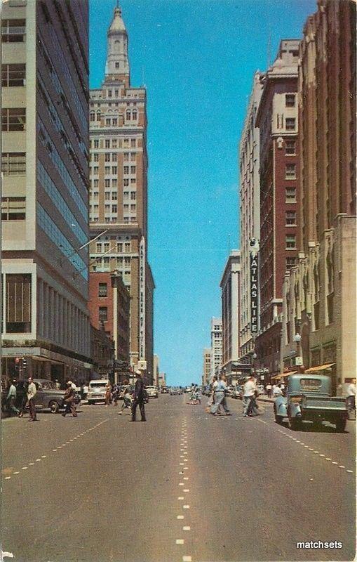 1950s Tulsa Oklahoma Boston Avenue North autos PD Photo service postcard 4307