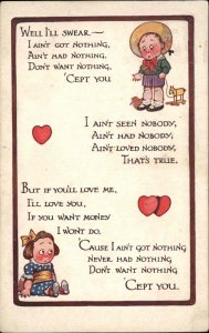 Katchy Series No. 862 Little Girl and Boy Romance Poem Rhyme c1910 Postcard