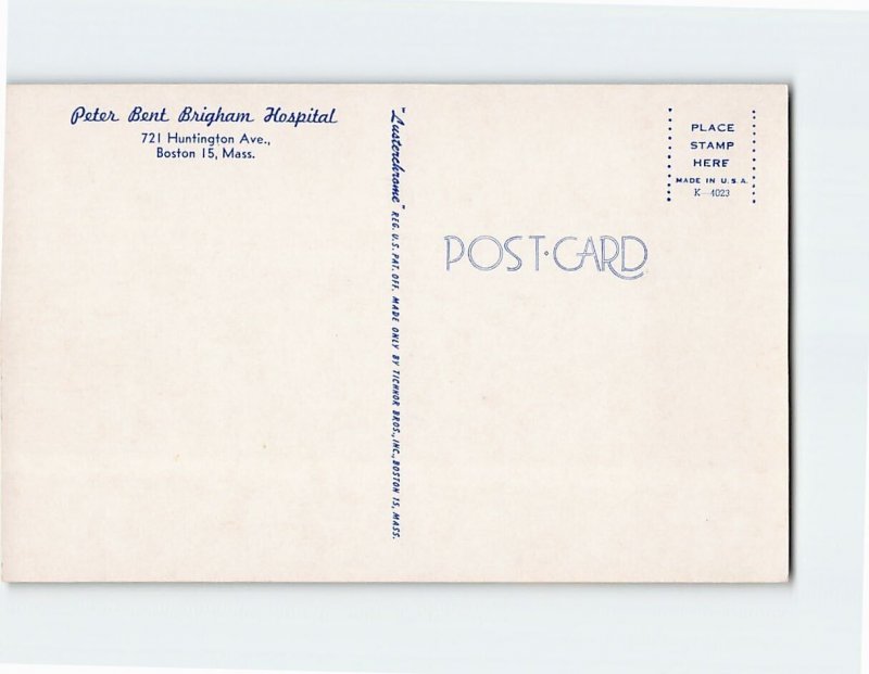 Postcard Peter Bent Brigham Hospital, Boston, Massachusetts