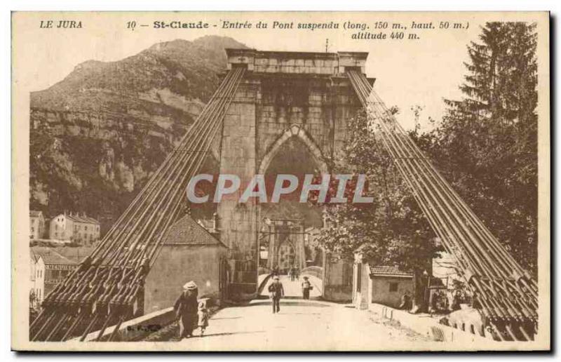 Old Postcard Entry of Suspension Bridge St Claude