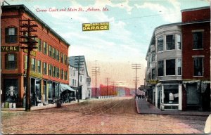 Vtg Auburn Maine ME Corner of Court & Main Street View 1910s Unused DB Postcard