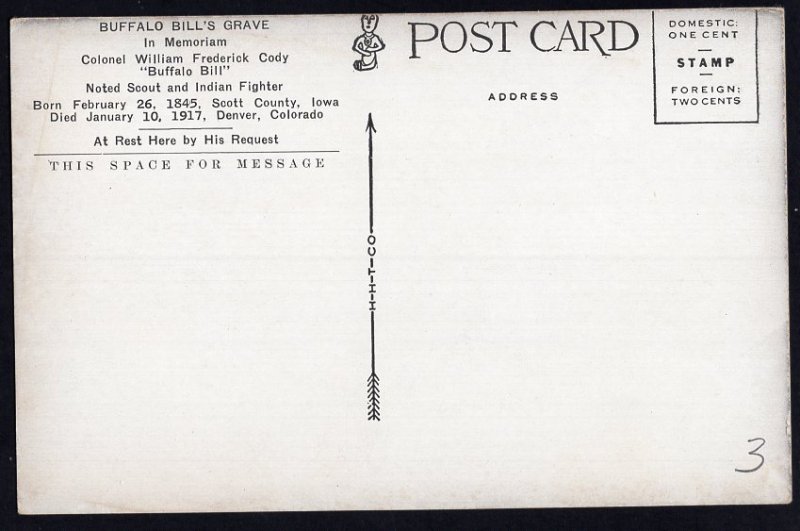 Colorado BUFFALO BILL'S GRAVE in Memoriam Colonel William Frederick Cody