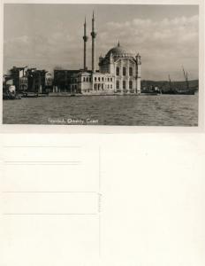 ISTANBUL TURKEY ORTAKOY MOSQUE ANTIQUE REAL PHOTO POSTCARD RPPC